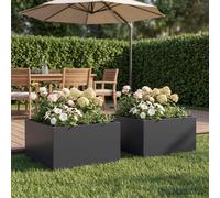 VidaXL Garden Planter 2 Pcs Black 40 X 40 X 30 Cm Cold-rolled Steel