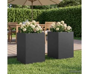 VidaXL Garden Planter 2 Pcs Black 40 X 40 X 75 Cm Cold-rolled Steel