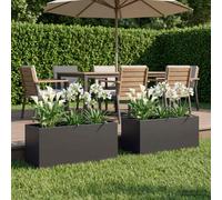 VidaXL Garden Planter 2 Pcs Black 80 X 40 X 40 Cm Cold-rolled Steel