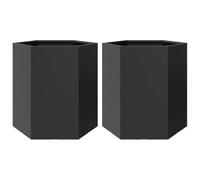 vidaXL Garden Planter Hexagon Steel 46x40x45 cm Black - 2 pcs