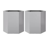 vidaXL Garden Planter 2 pcs Hexagon 46x40x45 cm Galvanized Steel
