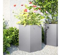 vidaXL - Garden Planter Flower Pot Set of 2 - Hexagon Raised Bed - Galvanized Steel - 46x40x45 cm - Silver - Weather-