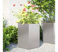 vidaXL Garden Planter 2 Pcs Hexagon 46X40X45cm Stainless Steel, Silver