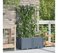 vidaXL Garden Planter 2 pcs LiGht Grey Plastic