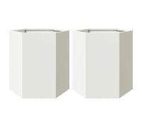 vidaXL Garden Planter 2 pcs White Hexagon 46x40x45 cm Steel
