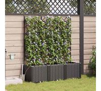 VidaXL Garden Planter 3 Pcs Black 120 X 40 X 142 Cm PP
