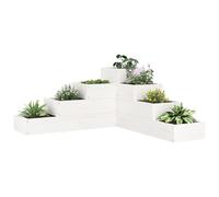 vidaXL Solid Wood Pine Corner Garden Planter- 4-Tier White Planter for Garden, Balconies, Decks, Terraces