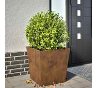 (brown, 50 x 50 x 50 cm/ 1 pcs) vidaXL Garden Planters Outdoor Flower Pot Patio Raised Bed Planter Box Steel