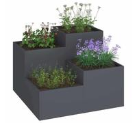vidaXL Modern Square Planter Anthracite Plastic 100x60 cm for Indoor/Outdoor Balcony, Garden, and Patio
