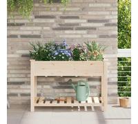 Garden Planter with Shelf Beige Solid Fir Wood Outdoor Wooden Terrace vidaXL
