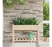 Garden Planter with Shelf Beige Solid Fir Wood Outdoor Terrace Wooden vidaXL