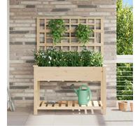 Garden Planter Beige 115x60.5x153cm Solid Fir Wood Trellis Shelf Outdoor Storage