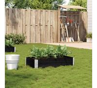 vidaXL Stackable Wooden Garden Planter Outdoor Flower Box - 100 x 50 x 21.5 cm Black Pine Wood with Hinged Galvanised Corners, Foldable Design