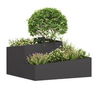 vidaXL Modern Black Metal Planter for Balcony and Indoor Plants 80cm Durable Decoration with Matte Finish Suitable for Outdoor Use Plant Decoration Rectangular Pots