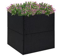 vidaXL - Garden Planter - Ideal for Planting Variety of Flowers - Built with Water- Poly Rattan Material - Sturdy Powder Coated Steel Frame - Black and Transparent Colour - Dimensions: 80x80x80 cm
