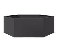vidaXL Garden Planter, Plant Pot for Patio Balcony Terrace, Flower Pot for Flower Herb Plant, Outdoor Planter Box, Black Hexagon Steel