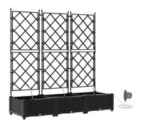 vidaXL garden planter box - black rectangular 120x40x126 cm - water-resistant rattan-look for indoor/outdoor use with trellis and irrigation system