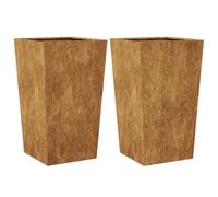 vidaXL Garden Planter Boxes - Indoor/Outdoor Corten Steel Raised Planters, No-Drainage, Rust Resistant, Sturdy Flower Pots - 45 x 45 x 75 cm, Set of 2