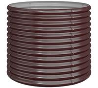 vidaXL Garden Planter - Durable Powder-coated Steel, Weather-Resistant, Perfect for Outdoor Use, Easy Assembly, Spacious for Plant Growth, Brown, Round Design (80 cm Diameter, 68 cm Height)