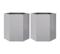 vidaXL Garden Planter Flower Pot Planter Pot 2 pcs Hexagon Galvanized Steel