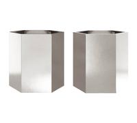 vidaXL Garden Planter 2 Pcs Hexagon 46X40X45cm Stainless Steel, Silver