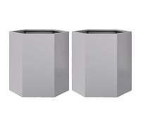 vidaXL - Garden Planter Flower Pot Set of 2 - Hexagon Raised Bed - Galvanized Steel - 46x40x45 cm - Silver - Weather-