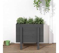 vidaXL Garden Planter Grey 62x50x57 cm Solid Wood Pine UK