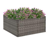vidaXL Garden Planter Grey 80x80x40cm Poly Rattan, Grey