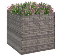 vidaXL Garden Planter in Grey, 80x80x80 cm - Durable Outdoor Patio Planter crafted from Water-Resistant Poly Rattan & Powder-Coated Steel Frame - Comes with Nylon Bag.