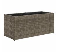 vidaXL Garden Planter - Grey Poly Rattan Flower Box 72x30x32 cm with 2 Pots - Durable Corrosion-Resistant Powder Coated Steel Frame - Outdoor Decoration