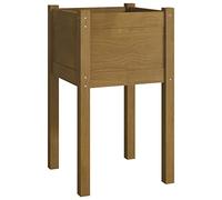 vidaXL Solid Pinewood Garden Planter Outdoor Patio Terrace Backyard Wooden Raised Bed Flower Box Planter Stand Vegetable Herb Bed Honey Brown