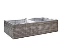 Garden Planter Flower Display for Outdoors - Poly Rattan - 157x80x40 cm - Grey