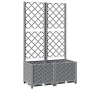 vidaXL Garden Planter, Plant Pot Outdoor Planter, Patio Terrace Yard Trellis Planter Raised Bed Flower Box with Trellis, Light Grey PP