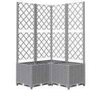 vidaXL Polypropylene Garden Planter with Trellis - Outdoor Raised Bed, 80×80×136 cm, Light Grey