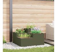 Garden Planter Olive Green Steel Rectangular 100 x 100 x 48 cm Heavy-duty Large