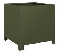 vidaXL Garden Planter Olive Green Steel Cube 40x40x40 cm Raised No-Drain for Patio