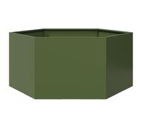 vidaXL Garden Planter Olive Green Hexagon 104x90x45 cm Steel