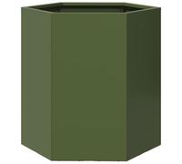vidaXL Garden Planter Olive Green Hexagon 46x40x45 cm Steel