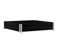 vidaXL Garden Planter Outdoor Flower Box - Black Solid Pine Wood, Stackable and Foldable, Hinged Galvanized Metal Corners, 100 x 100 x 21.5 cm