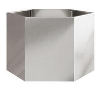 vidaXL Garden Planter Outdoor Flower Pot Hexagon Stainless Steel Raised Bed for Plants, Vegetables, Herbs, and Flowers, 69x60x45 cm - Silver