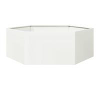 vidaXL Garden Planter Outdoor Flower Pot Patio Hexagon Steel - White, Weather-Resistant, Open Bottom, Metal Raised Bed for Vegetables, Herbs, Flowers - 138x120x45 cm