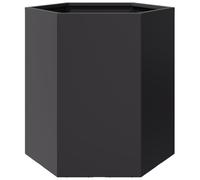 vidaXL Garden Planter - Black Hexagon Outdoor Flower Pot - Patio, 46x40x45 cm - Steel Raised Bed