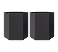 vidaXL Garden Planter Hexagon Steel 46x40x45 cm Black - 2 pcs