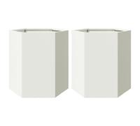 vidaXL Garden Planter Outdoor Flower Pot Planter Pot 2 pcs White Hexagon Steel