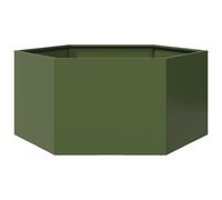 vidaXL Olive Green Outdoor Garden Planter/Flower Pot - Hexagon Steel Design - 104 x 90 x 45 cm