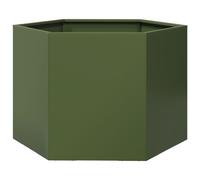 vidaXL - Garden Planter/Flower Pot - Olive Green Hexagon Steel - 69 x 60 x 45 cm - Outdoor Raised Bed