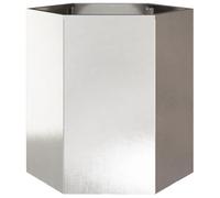 vidaXL Garden Planter Outdoor Flower Pot - Raised Hexagon Stainless Steel - Weather-, Silver, 46x40x45 cm - Open Bottom Design for Maximum Plant Growth - Outdoor Compost