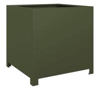 vidaXL Garden Planter - Outdoor Planter Box, Olive Green Steel - 50x50x50 cm, Ideal for Balcony/Garden Flowers & Vegetables