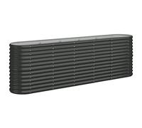 vidaXL Garden Planter Outdoor Pot Patio Raised Bed Flower Pot Stand Oval Planter Vegetable Herb Bed Plant Stand Powder-coated Steel Anthracite, 224 x 40 x 68 cm