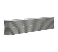 vidaXL Garden Raised Bed in Grey - Powder-Coated Steel Planter, Oval-Shaped Flower Box for Outdoor Use, 332x40x68 cm